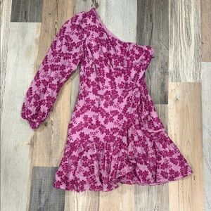 Purple Eyelet one shoulder Dress